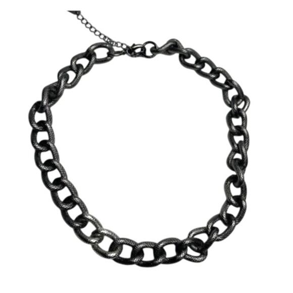 Park Lane Chunky Chain Dark Silver Tone Textured Statement Jewelry Bold Necklace - Picture 1 of 10